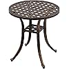 ZOTORUN Outdoor 19" Cast Aluminum Round Side Table End Table for Patio, Backyard, Pool, Indoor Companion, Easy Maintenance and Weather Resistant, Bronze