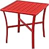 ZOTORUN Outdoor Steel Side Table End Table for Patio, Backyard, Pool, Indoor Companion, Easy Maintenance and Weather Resistant, Red