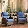 HILLGA Luxury High Back Outdoor Swivel Rocker Patio Chairs Set of 2, with 6-Inch Thick Cushions and Side Table, Ideal for Porch, Poolside, Deck, and Yard in Blue (PRO Version 2.0)