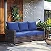 EortheX Patio Furniture Set, 3-Seat Outdoor Patio Couch Furniture Patio Wicker Sofa, All Weather Rattan Wicker Porch Furniture Anti-Slip Cushion