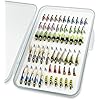 IEVEI 61 Pcs Fly Fishing Flies Kit Ultra-Thin Portable Handmade Nymph Scud Midge Flies Kit Assortment with Box Trout Fishing Fly Lures