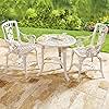 BrylaneHome 3 Piece Rose Bistro Set with Umbrella Hole, All Weather Bistro Table and Chairs Set of 2 for Garden Porch - White