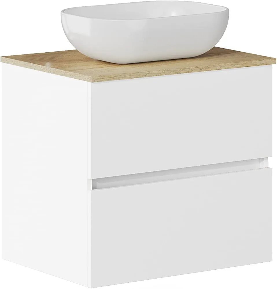 Baikal Conjunto de Mueble de baño Duo, Incluye Lavabo. Mueble Suspendido en Pared con Lavabo cerámico. Varios Acabados y Medidas. Mueble MONTADO.