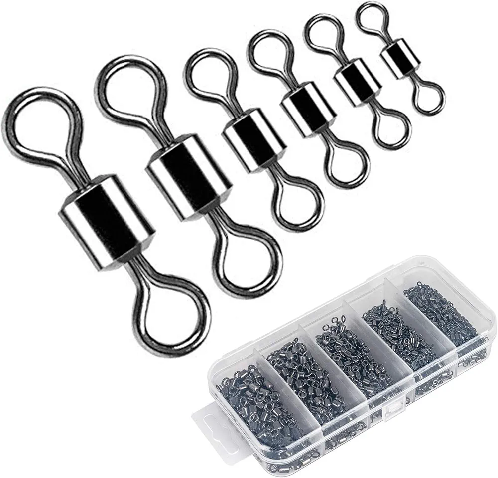 Fishing Swivels, 200pcs Barrel Swivels Fishing Stainless Steel Swivel Fishing for Saltwater Freshwater Fishing