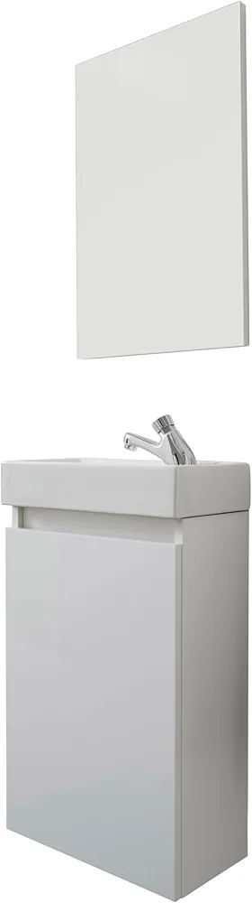 trendteam smart living Traje de baño de 2 Piezas, Incluye Lavabo, Madera Vidrio flotado, Blanco, Ohne Beleuchtung