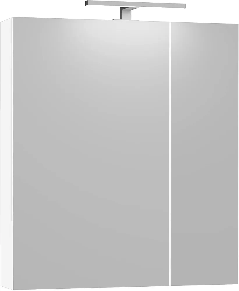 Baikal Mueble Camerino con Espejo, Armario Auxiliar de Baño Multiusos, Opción con o sin Luz LED. Mueble de Pared de fácil colocación. Armario MONTADO. Acabado Blanco. Camerino LED 70 cm