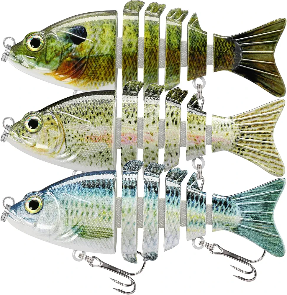 TRUSCEND Fishing Lures for Freshwater and Saltwater, Lifelike Swimbait for Bass Trout Crappie Walleye Pike, Slow Sinking Bass Fishing Lure, Must-Have Fishing Gifts for Men, Family Fishing Gear Plugs