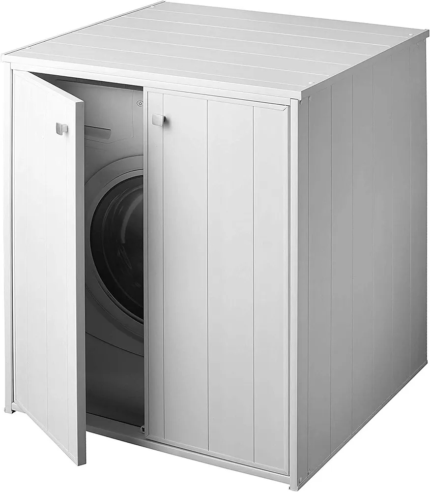 Negrari Mueble para Lavadora XXL AM5013P de PVC, Universal, Resistente a la Humedad, Puertas con Cierre magnético, Kit de Montaje Completo, Color Blanco