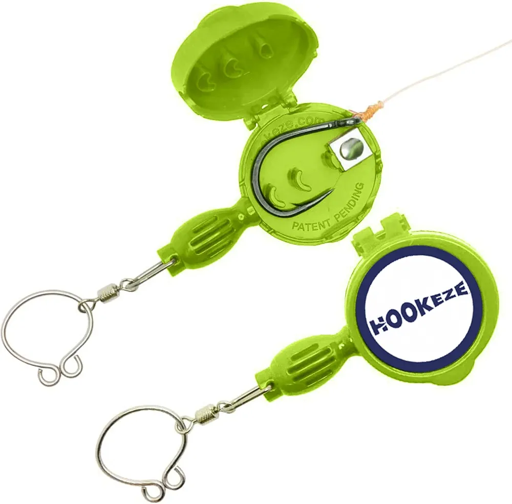 HOOK-EZE Nail Knot Tying Tool, Fishing Gear for Tying Line to Hooks, Fishing Accessories for Bass & Fly Fishing, Covers Hook on Fishing Rod, Fishing Gifts for Men, Stocking Stuffer, Lime Green