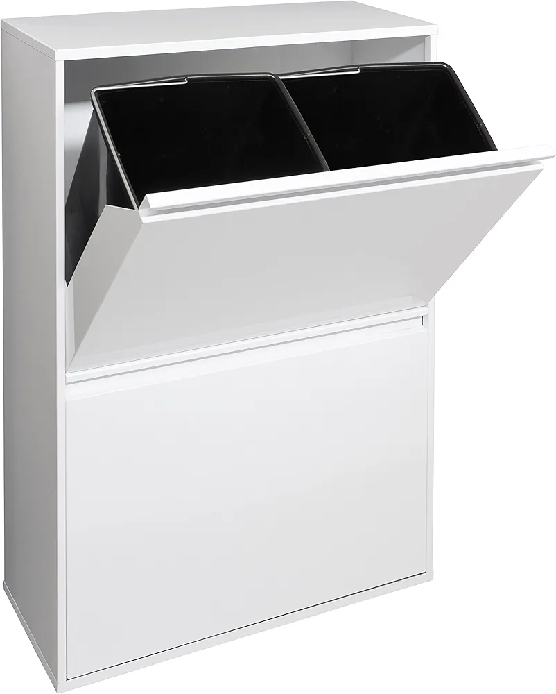 Arregui CR601-B Cubo de Basura y Reciclaje de Acero de 4 Compartimentos | 4x17L (68L) | Cubos de Basura de Cocina | Contenedores de Reciclaje para Casa u Oficina | blanco