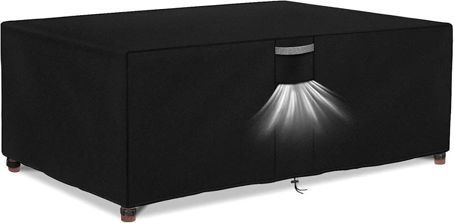 Dokon Funda para Muebles de Jardín Impermeable, Tela Oxford 420D, Anti Viento, Anti UV Funda Protectora Mesa Exterior con Salidas de Aire, Rectangular (250x210x90cm) - Negro