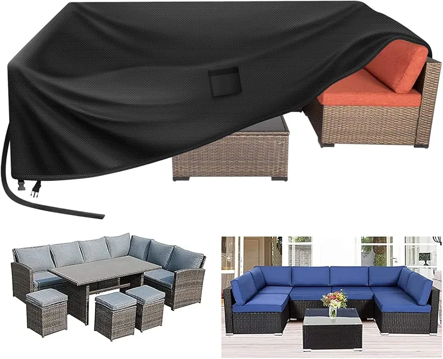 Kovshuiwe Cubierta de Muebles de Jardín,250x210x90cm Cubierta Protectora de Muebles de Jardín Impermeable,Resistente al Viento,Resistente a los UV,420D Resistente al Viento,Cubierta Protectora