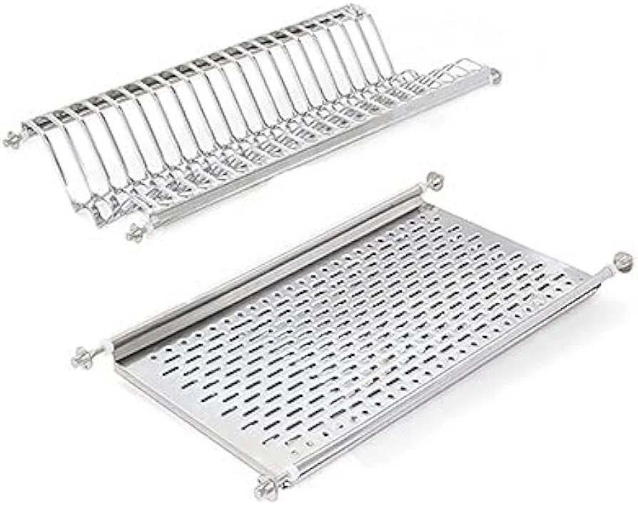 EMUCA - Escurridor de Platos y Vasos para Muebles de Cocina de 60 cm de Ancho, Anchura Interior módulo 535-570 mm, Acero Inoxidable