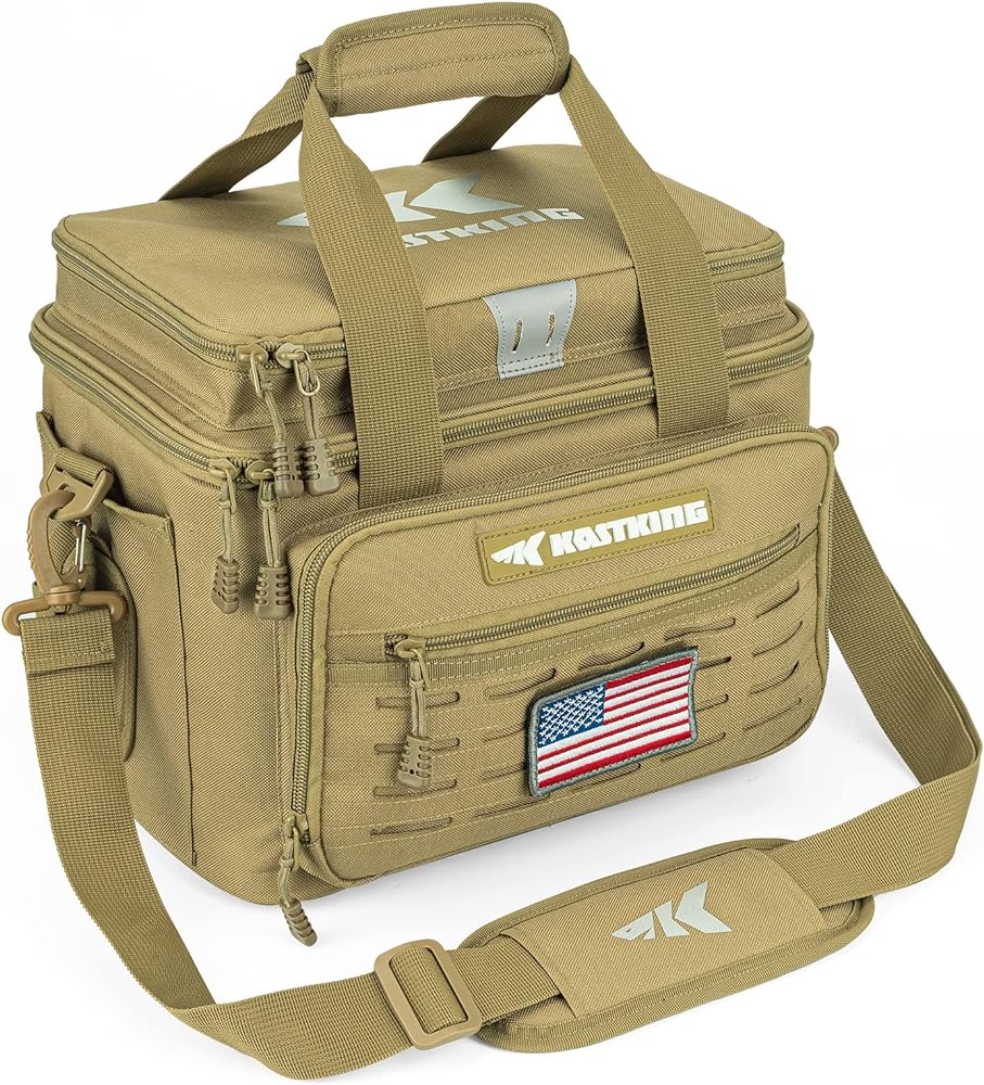 KastKing Karryall Fishing Tackle Bags for Saltwater or Freshwater Fishing - Water Resistant Material - Fishing Gear Storage - Medium Khaki