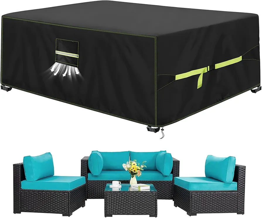 VDISRR Funda Mesa Exterior Impermeable 200x160x70cm, Tela Oxford 420D Funda Protectora Muebles de Jardin Cubre Mesa y Sillas Exterior con Salida de Aire Anti-UV, Antivento, Antipolvo