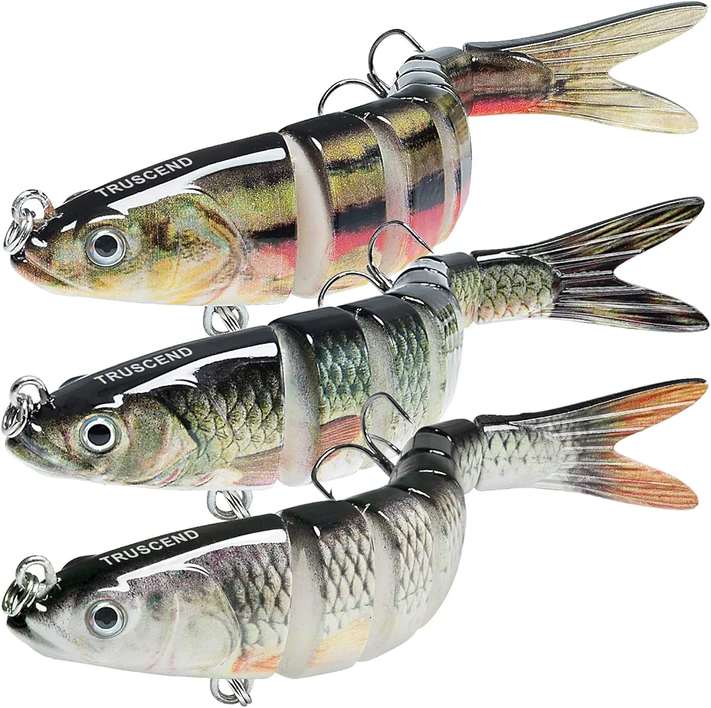 TRUSCEND Fishing Lures for Freshwater and Saltwater, Lifelike Swimbait for Bass Trout Crappie, Slow Sinking Bass Fishing Lure, Amazing Fishing Gifts for Men, Must-Have for Family Fishing Gear