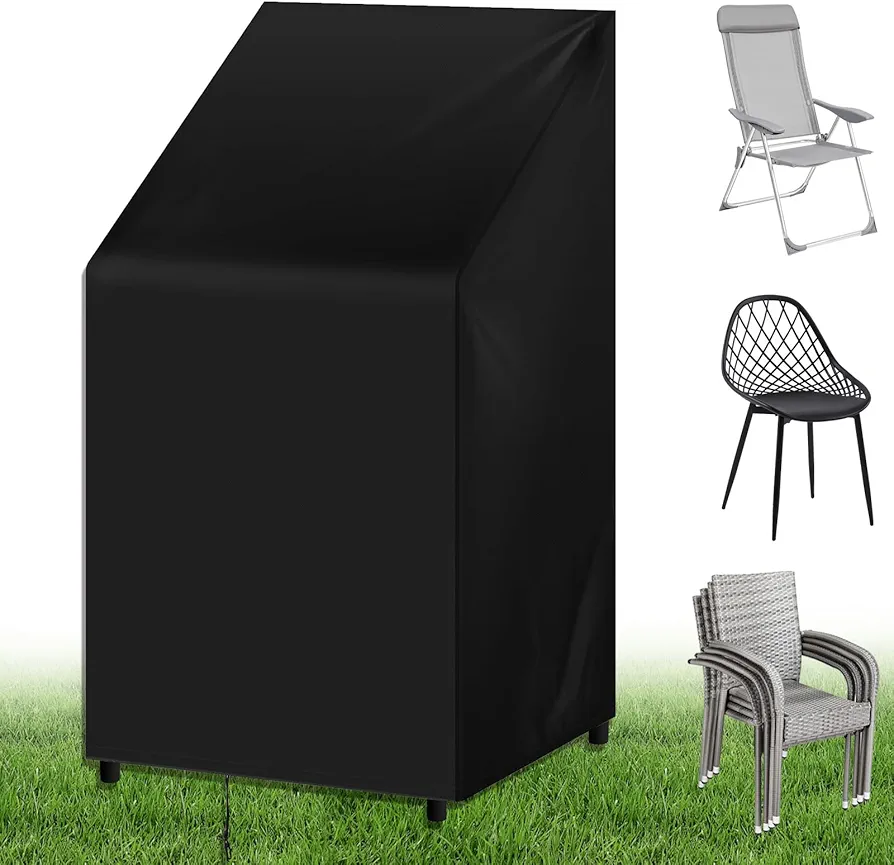 Funda Sillas Jardin,114 X 85 X 65 cm Funda Muebles Exterior Impermeable,Oxford 210D Funda Muebles Jardin,Protección Contra el Polvo y Los Rayos UV,Apto Para Sillas Apilables Exterior