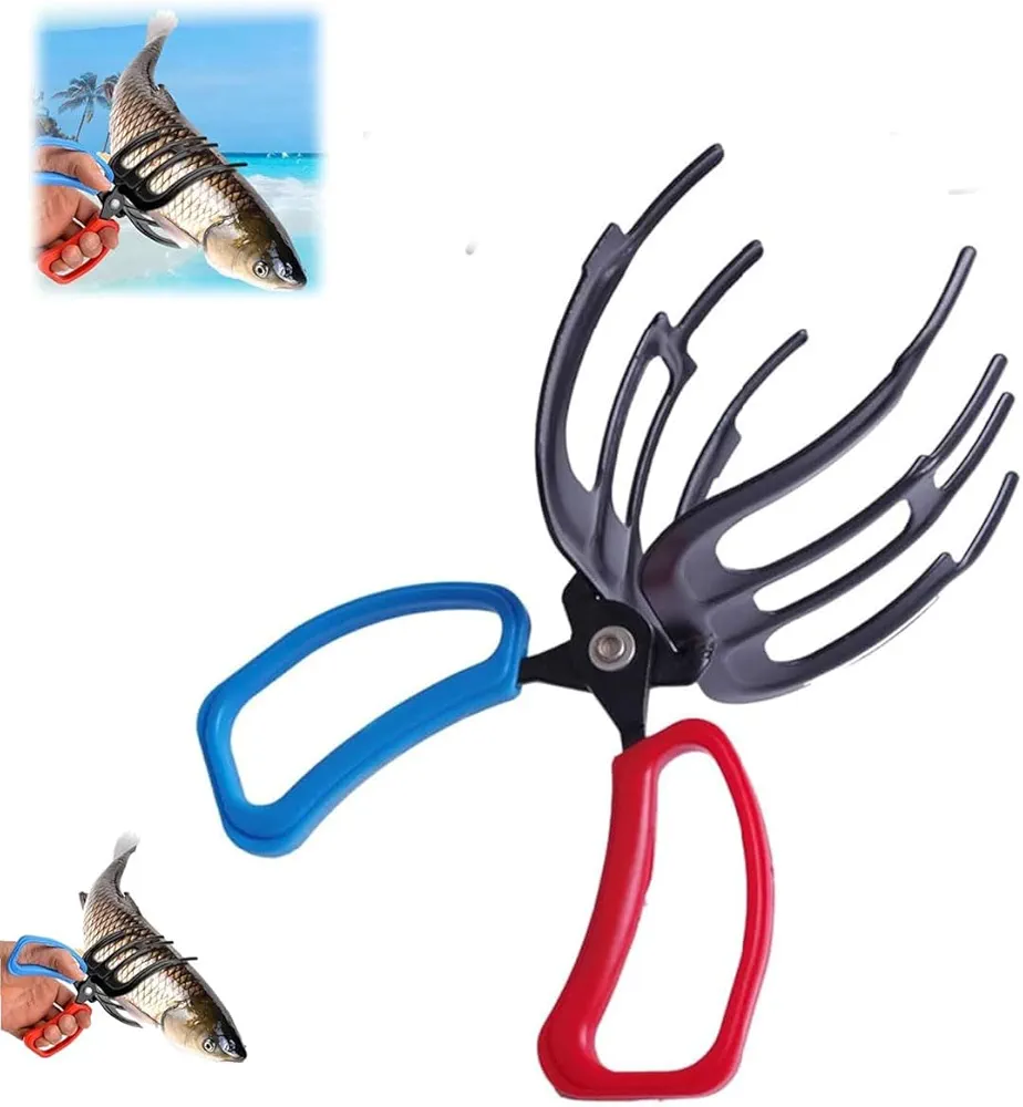 Fish Gripper,3 Claw Fish Gripper, Fishing Pliers Gripper Metal Fish Control Clamp Claw Tong Grip Tackle Tool Control Forceps, Fish Hand Claw, Fish Claw Grabber