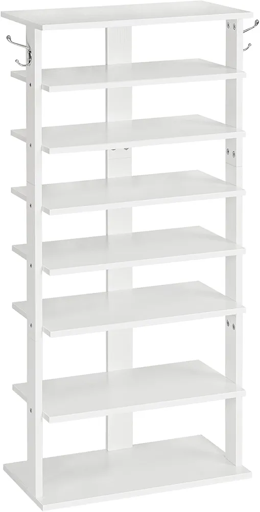 HOOBRO Zapatero, Estante Zapatero, Estantería para Zapatos, Mueble Zapatero de 8 Niveles, con 2 Ganchos, 50 x 28 x 113 cm, para Entrada, Dormitorio, Ahorra Espacio, Blanco EWT750XJ01